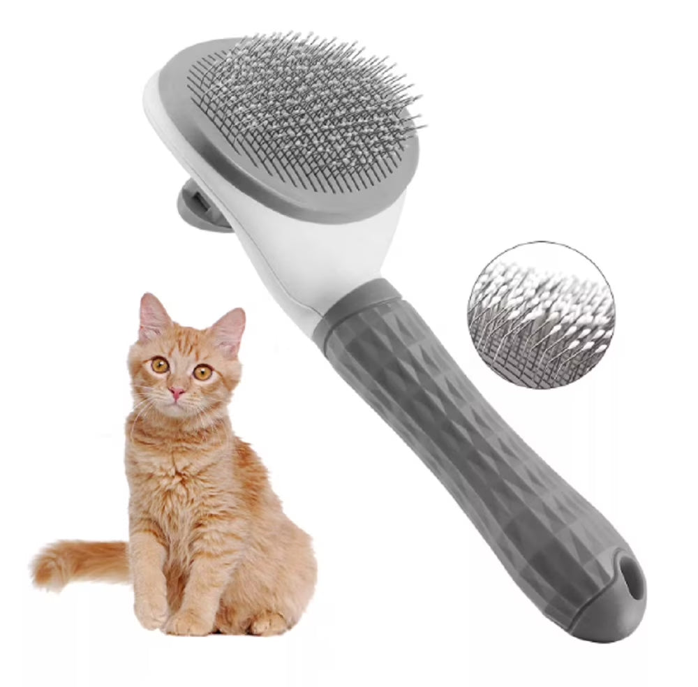 1-Pack Self-Cleaning Pet Grooming Brush with Release Button – Dog & Cat Brush for Shedding, Detangling & Massage – Ideal for Long-Haired Puppies & Kittens